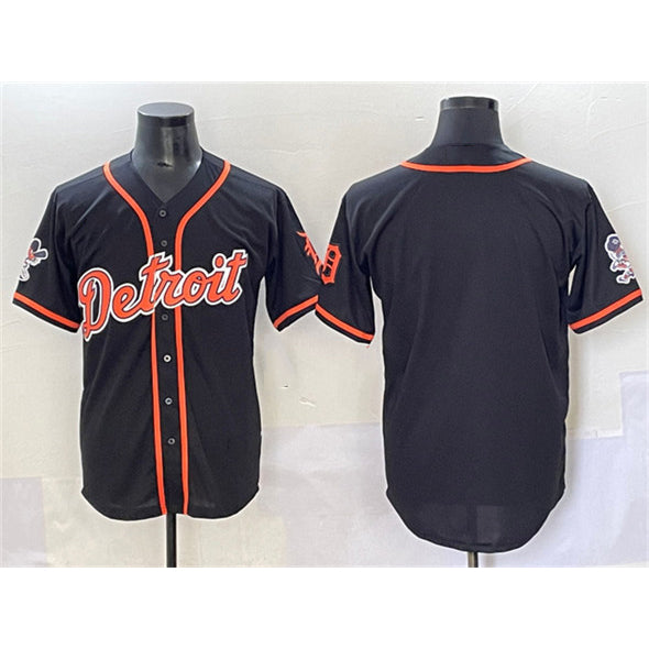 Detroit Tigers Blank Black Fedasgoge With Patch Cool Base Stitched Jersey