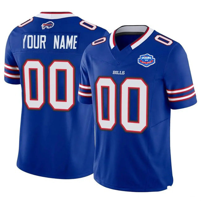 Custom B.Bills Active Player Blue Fedasgoge 2025 F.U.S.E. With Farewell Patch Vapor Untouchable Limited Stitched Jersey