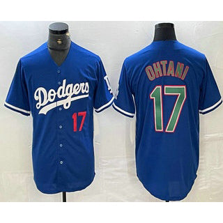 Los Angeles Dodgers #17 Shohei Ohtani Number Blue Green Fedasgoge Stitched Cool Base Jersey 2