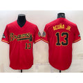 Atlanta Braves #13 Ronald Acuna Jr Red Gold FOULKSSHOP World Series Champions Program Cool Base Stitched Jersey