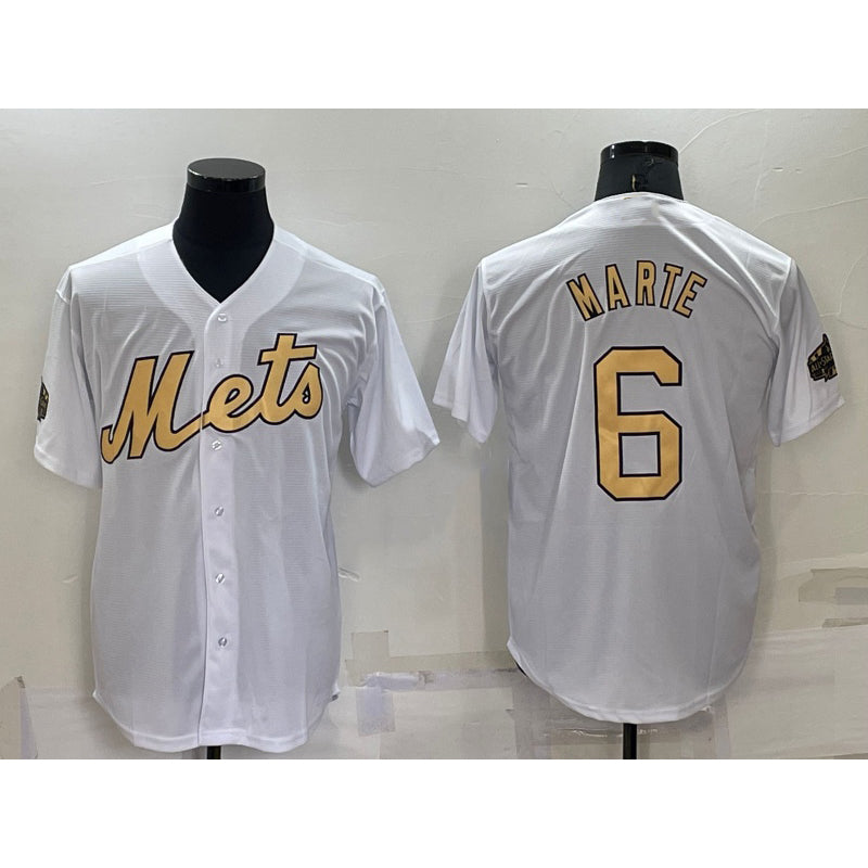 New York Mets #6 Starling Marte White Fedasgoge 2022 All Star Stitched Cool Base Jersey