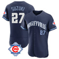 Chicago Cubs #27 Seiya Suzuki Player Navy Fedasgoge City Connect 150th Anniversary Limited Elite Home Stitched Jerseys
