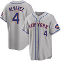 New York Mets #4 Francisco ¨¢lvarez Gray Fedasgoge 2023 Cool Base Stitched Jersey