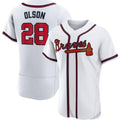 Atlanta Braves #28 Matt Olson White Fedasgoge Flex base Jersey