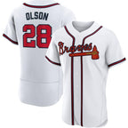 Atlanta Braves #28 Matt Olson White Fedasgoge Flex base Jersey
