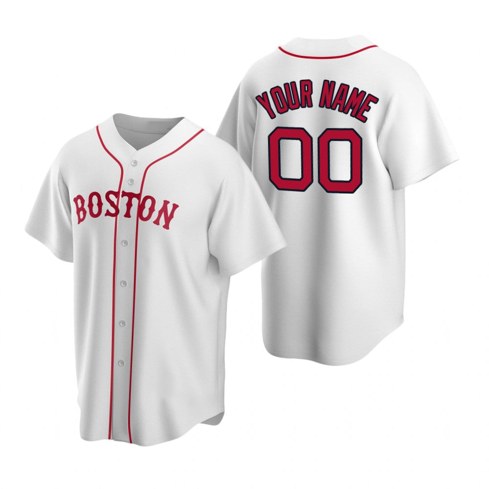 Custom Boston Red Sox White Fedasgoge Stitched Cool Base Jersey