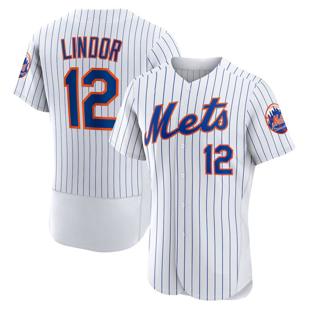New York Mets #12 Francisco Lindor White Fedasgoge Home Authentic Player Jersey
