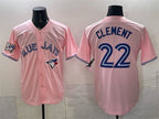 Toronto Blue Jays #22 Ernie Clement Pink Fedasgoge 50 Seasons Patch Stitched Jersey