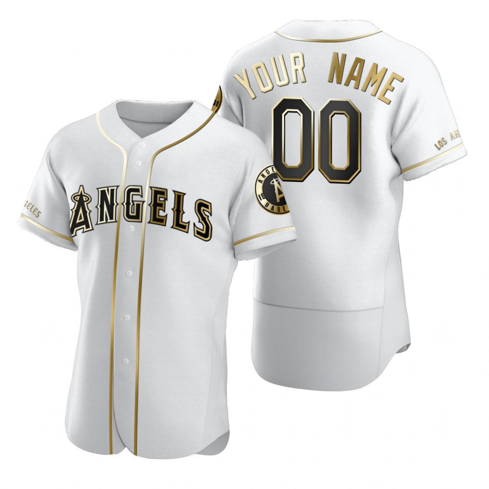 Custom Los Angeles Angels White Fedasgoge Stitched Flex Base Golden Edition Jersey