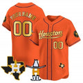 Custom Houston Astros Houston Rodeo Patch Vapor Premier Limited Jersey ¨C Orange Fedasgoge