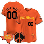 Custom Houston Astros Love Street & Peace Sign Patch Vapor Premier Limited Jersey V2-Orange Fedasgoge