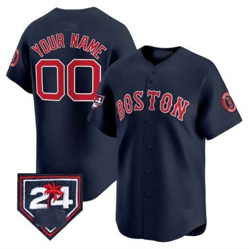 Custom Boston Red Sox 2024 Spring Training Patch Vapor Premier Limited Jersey ¨C Navy Fedasgoge