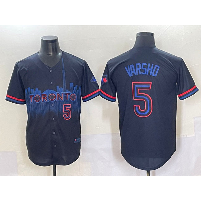 Toronto Blue Jays #5 Daulton Varsho Navy Fedasgoge 2024 City Connect Limited Stitched Jersey