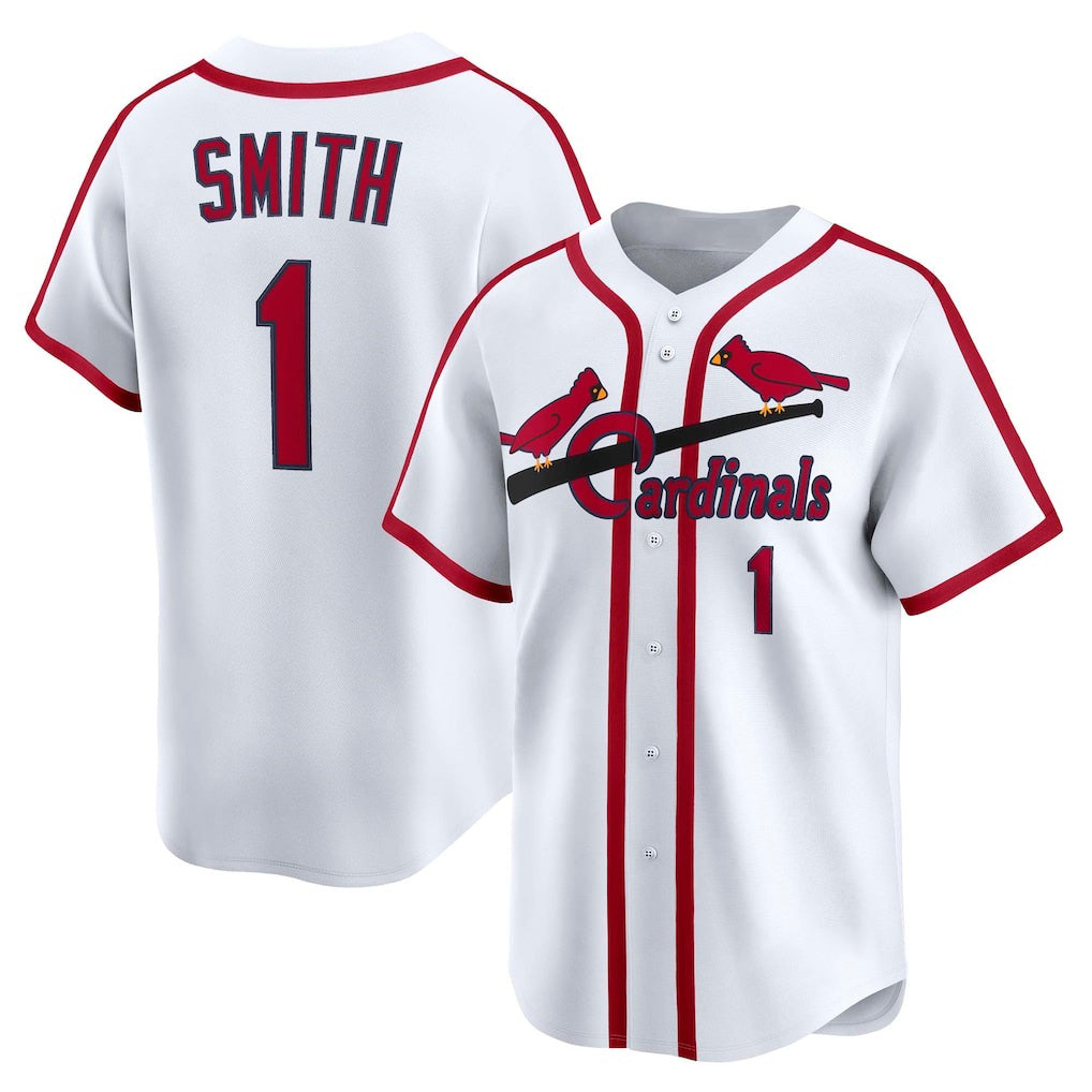 St. Louis Cardinals #1 Ozzie Smith White Fedasgoge Throwback Cooperstown Collection Limited Jersey
