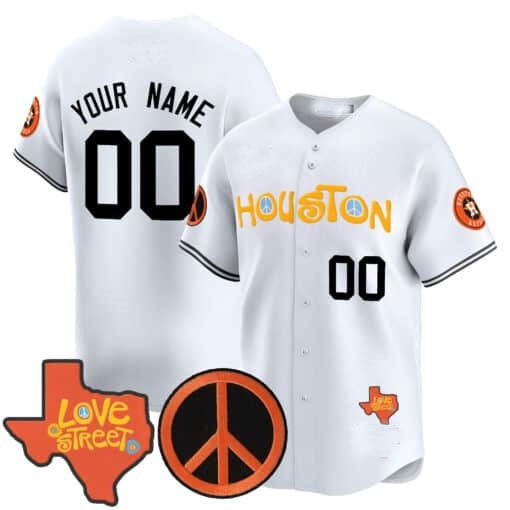 Custom Houston Astros Love Street & Peace Sign Patch Vapor Premier Limited Jersey V2 ¨CWhite Fedasgoge