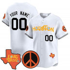 Custom Houston Astros Love Street & Peace Sign Patch Vapor Premier Limited Jersey V2 ¨CWhite Fedasgoge