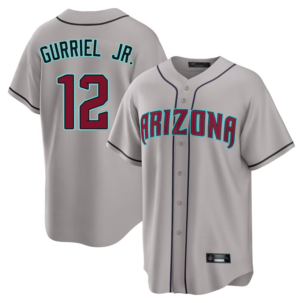 Arizona Diamondbacks #12 Lourdes Gurriel Jr Player Gray Fedasgoge Road Home Game Stitched Jerseys