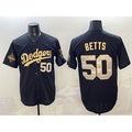 Los Angeles Dodgers #50 Mookie Betts Black Gold Fedasgoge 2025 World Series Champions Patch Limited Stitched Jersey