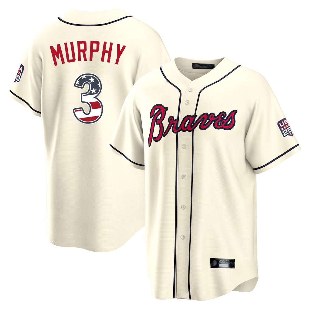 Atlanta Braves #3 Dale Murphy Player Cream Fedasgoge USA 250 Fourth Of July Limited Home Game Stitched Jerseys