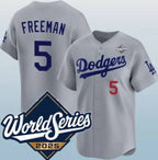 Los Angeles Dodgers #5 Freddie Freeman Gray Fedasgoge 2025 World Series Limited Stitched Jersey