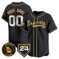 Custom Atlanta Braves Black Gold Fedasgoge 2024 Spring Training Patch Limited Stitched Jersey
