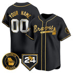 Custom Atlanta Braves Black Gold Fedasgoge 2024 Spring Training Patch Limited Stitched Jersey