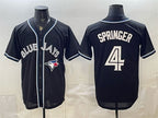 Toronto Blue Jays #4 George Springer 2026 Fashion Replica Black Fedasgoge Out Stitched Jersey