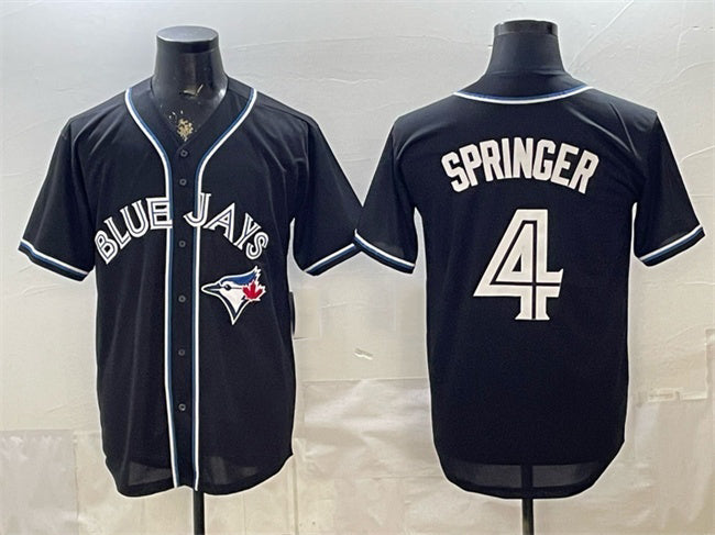 Toronto Blue Jays #4 George Springer 2026 Fashion Replica Black Fedasgoge Out Stitched Jersey