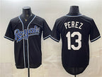 Kansas City Royals #13 Salvador Perez Black Fedasgoge 2026 Fashion Replica Black Out Stitched Jersey