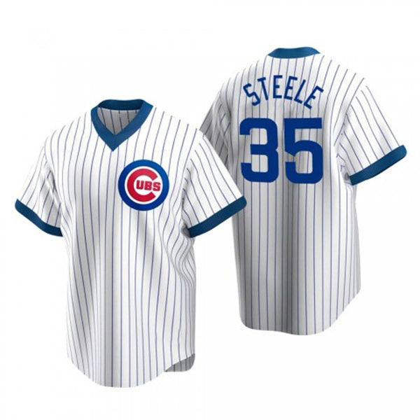 Chicago Cubs #35 Justin Steele White Fedasgoge Pullover Cooperstown Jersey