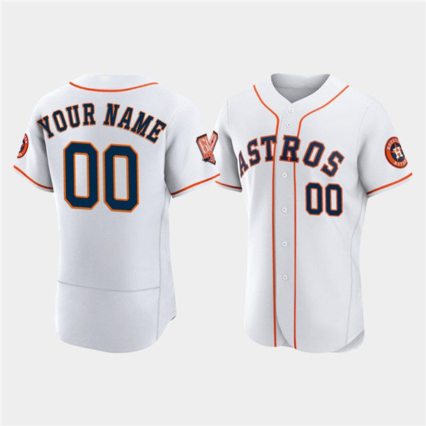 Custom Houston Astros Active Player White Fedasgoge 60th Anniversary Flex Base Stitched Jersey