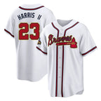 Atlanta Braves #23 Michael Harris II Player White Gold Fedasgoge Home Game Stitched Jerseys