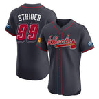 Atlanta Braves #99 Spencer Strider Player Navy Fedasgoge 2025 Speedway Classic Limited Elite Home Game Stitched Jerseys