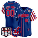 Custom Cleveland Indians Royal Fedasgoge America 250 Edition Vapor Premier Limited Jersey - All Stitched