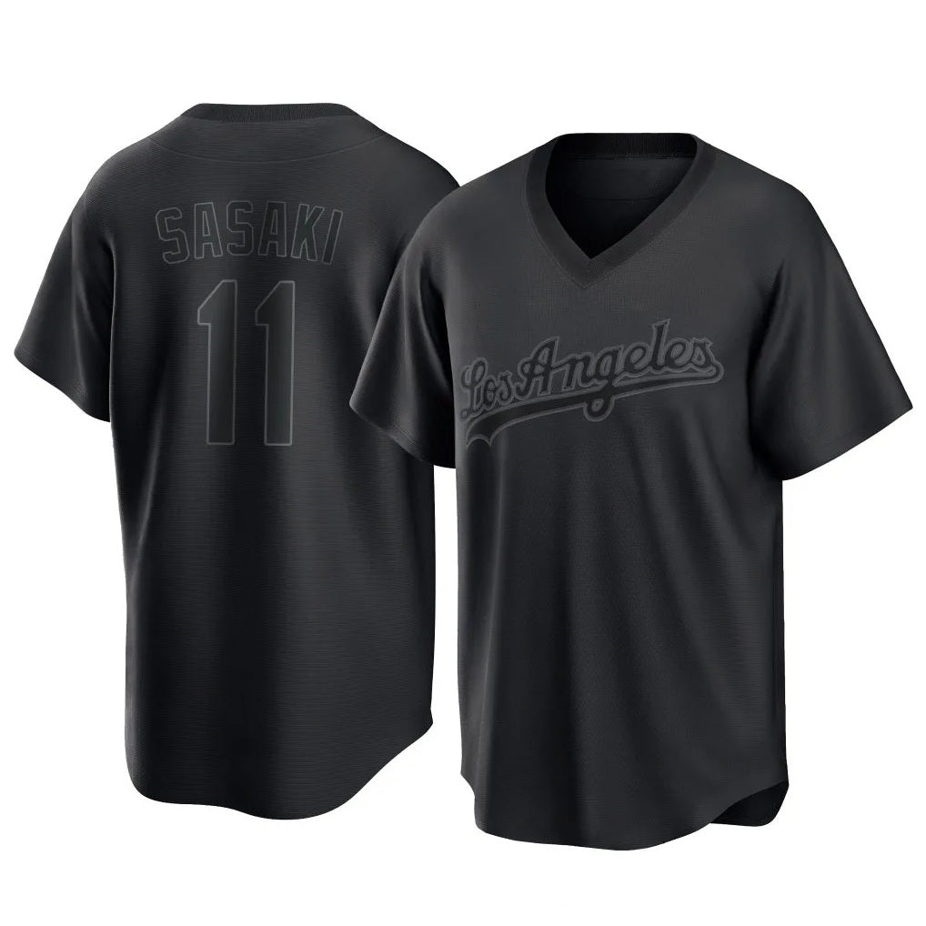 Los Angeles Dodgers #11 Roki Sasaki Player Black Fedasgoge Pitch Fashion T-shirt Stitched Jerseys