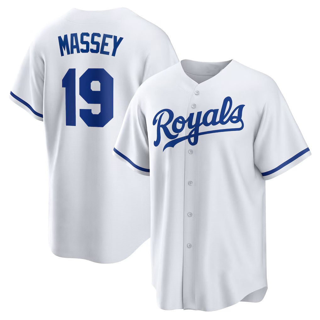 Kansas City Royals #19 Michael Massey White Fedasgoge Home Replica Jersey