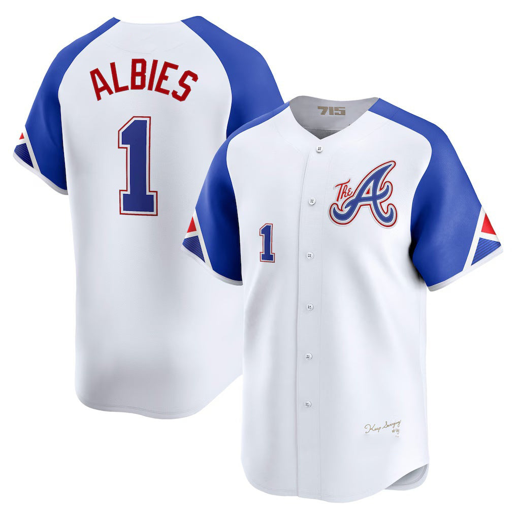 Atlanta Braves #1 Ozzie Albies White FOULKSSHOP City Connect Limited Player Jersey
