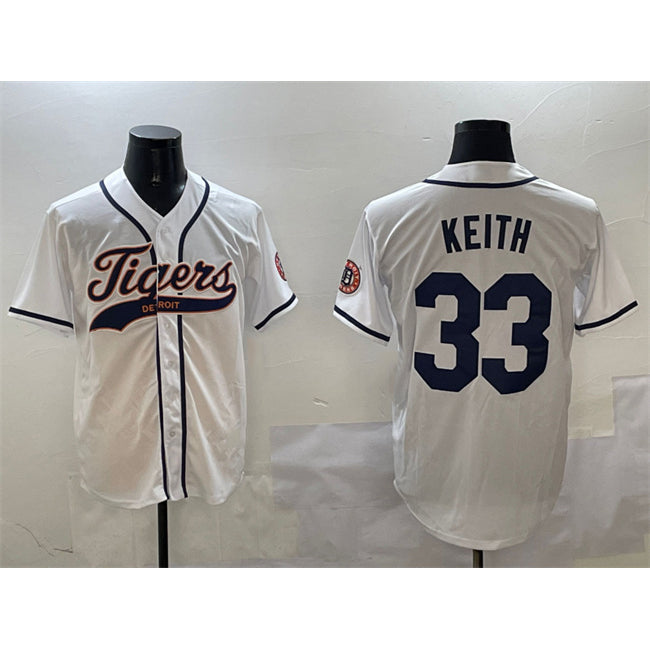 Detroit Tigers #33 Colt Keith White Fedasgoge With Patch Cool Base Stitched Jersey