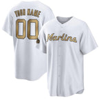 Custom Miami Marlins Active Player White Fedasgoge 2022 All-Star Cool Base Stitched Jersey