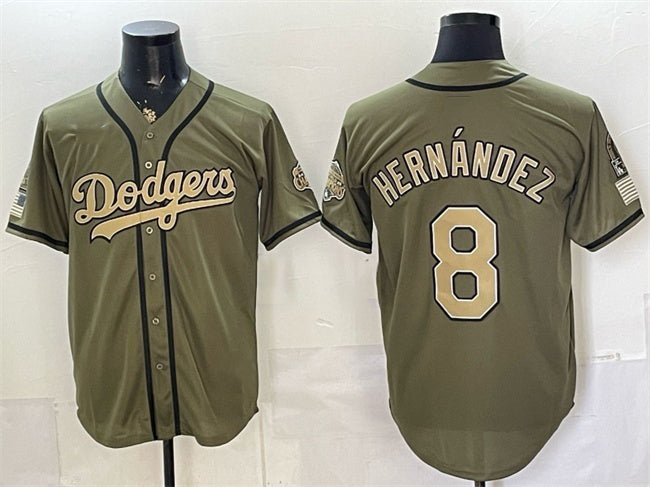 Los Angeles Dodgers #8 Enrique Hernandez Olive Fedasgoge 2026 Armed Forces Day Stitched Jersey