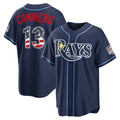 Tampa Bay Rays #13 Junior Caminero USA 250 Fourth of July Road Stadium Jersey - Navy Fedasgoge