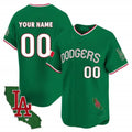 Custom Los Angeles Dodgers Mexico California Patch Vapor Premier Limited Jersey V3 ¨C Green Fedasgoge