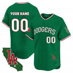 Custom Los Angeles Dodgers Mexico California Patch Vapor Premier Limited Jersey V3 ¨C Green Fedasgoge