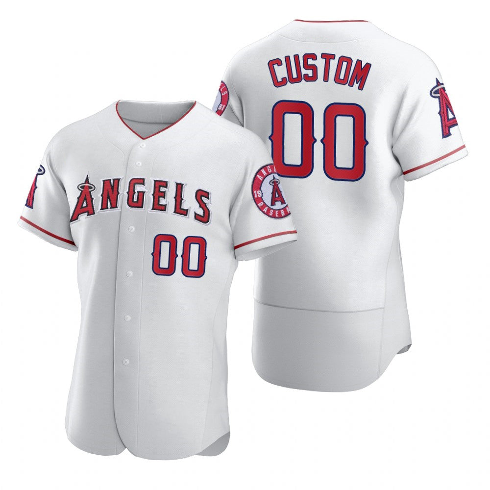 Custom Los Angeles Angels White Fedasgoge 2020 Stitched Flex Base Jersey