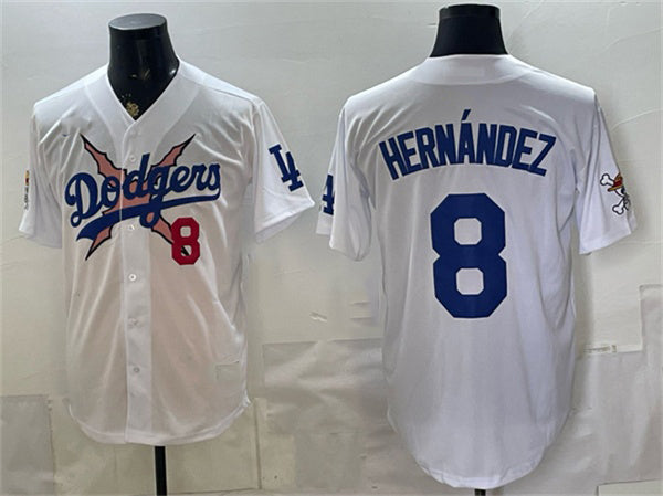 Los Angeles Dodgers x One Piece #8 Enrique Hernandez White Fedasgoge Vapor Premier Limited Stitched Jersey