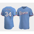Texas Rangers #34 Nolan Ryan Blue Fedasgoge Flex Base Stitched Jersey