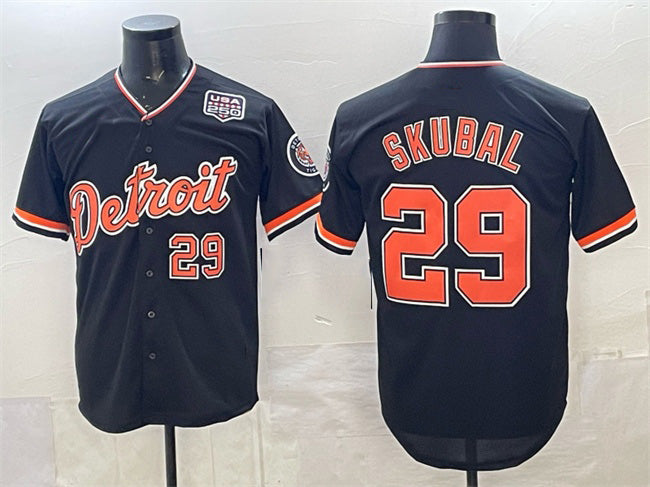 Detroit Tigers #29 Tarik Skubal Navy Fedasgoge 2026 Alternate USA 250' Patch Vapor Premier Limited Stitched Jersey