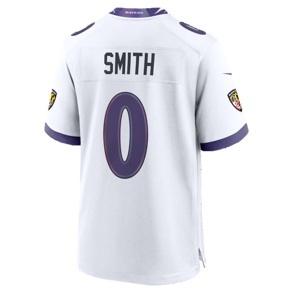 B.Ravens #0 Roquan Smith White Fedasgoge Game Jersey
