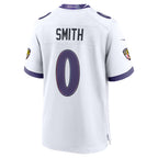 B.Ravens #0 Roquan Smith White Fedasgoge Game Jersey