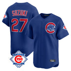 Chicago Cubs #27 Seiya Suzuki Player Royal Fedasgoge 150th Anniversary Limited Home Stitched Jerseys